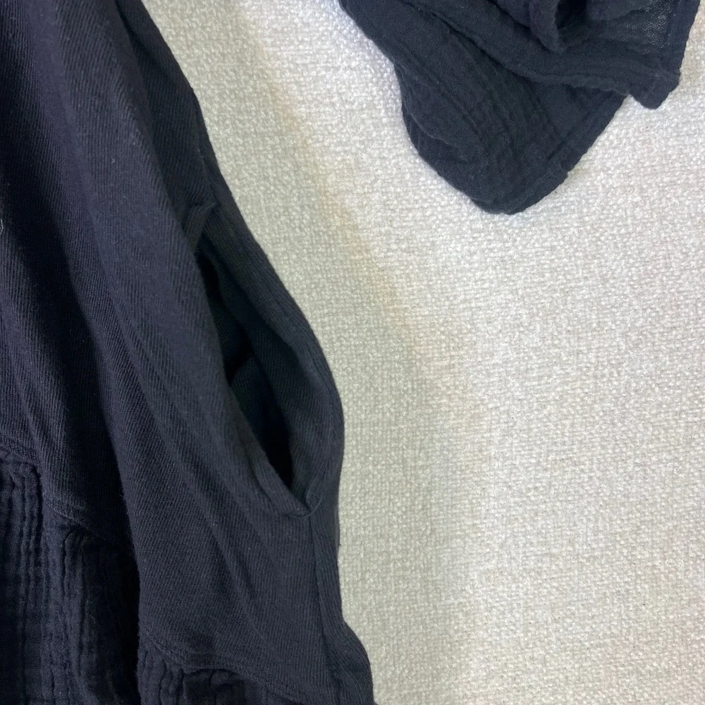 Free People Beach Black Cotton Gauze Bell Sleeve Tiered Babydoll Dress Small